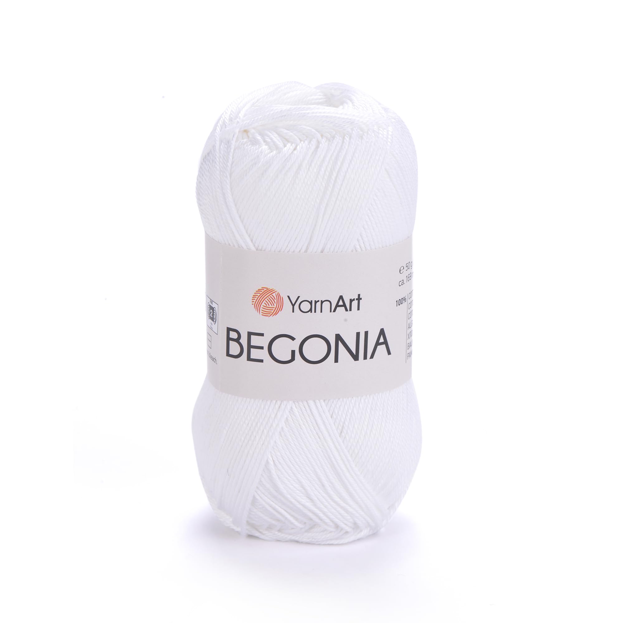 Yarn Art Begonia Yarn 100% Cotton, Pure Premium Soft Cotton Yarn, for Knitting Crochet and Amigurumi, Various Pastel and Shiny Colors, Fine- Sport 2 Yarn,1.76 Oz (50g) / 185 Yrds (169m) (1000)