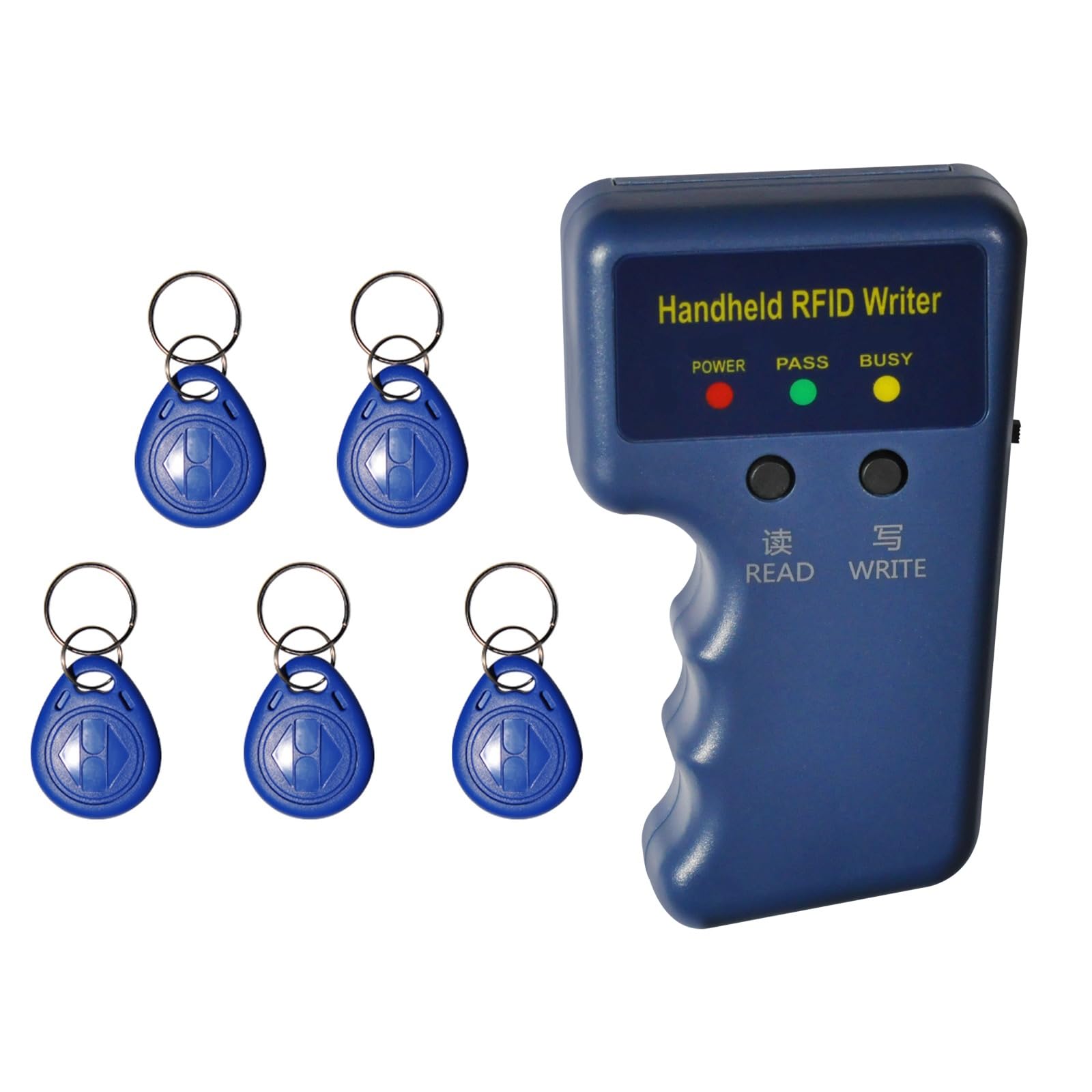 125KHz Proximity ID Duplicator for HID and AWID and Paradox Cards or keyfobs Handheld RFID Writer + 5 pcs Writable Key Fobs (01-5k)