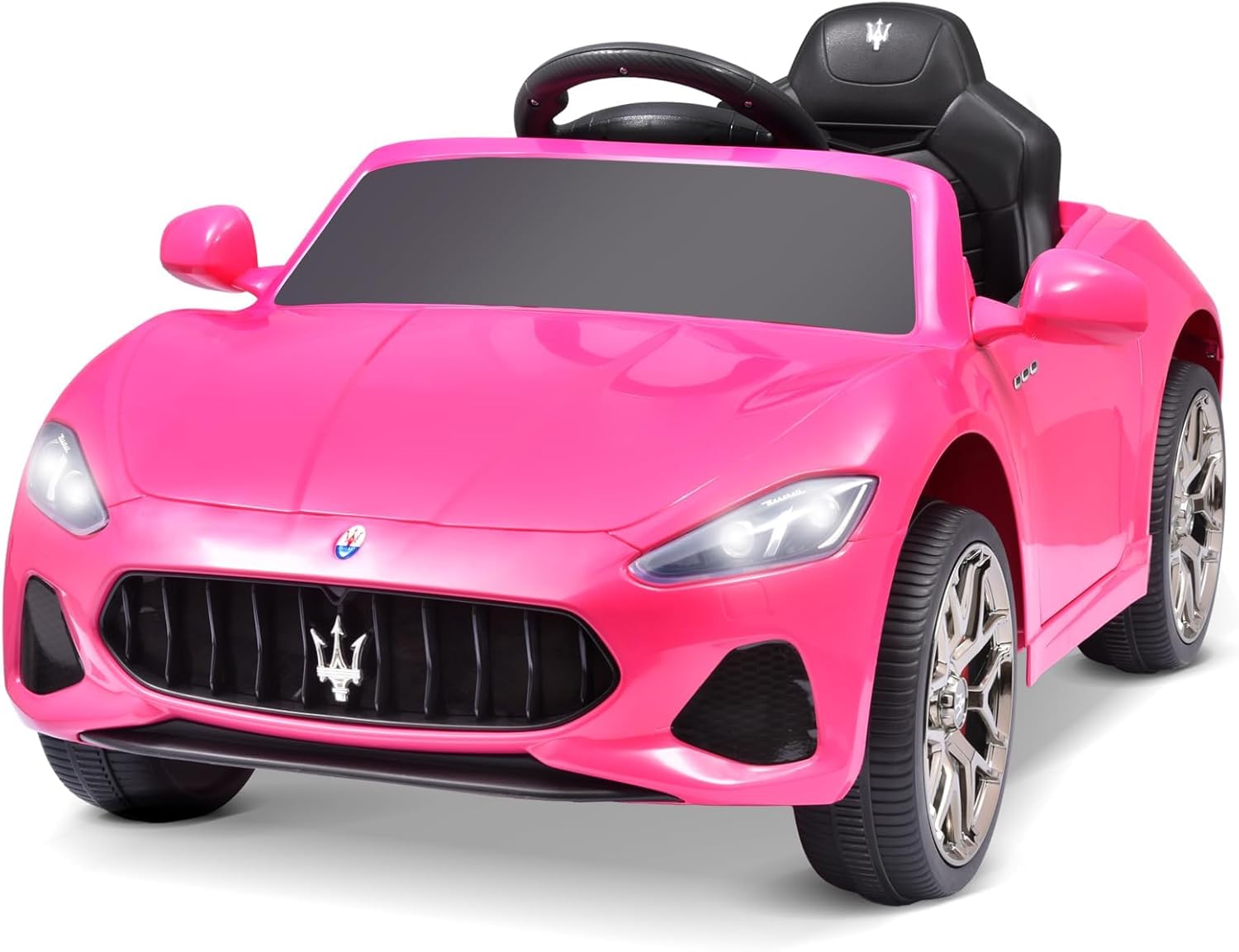 Joywhale 12V Kids Ride on Car Licensed Maserati Battery Powered Electric Vehicle for Ages 3-6, with 2.4G Remote Control, Metal Suspension, Safety Belt, Bright Headlights, Music & FM, Pink