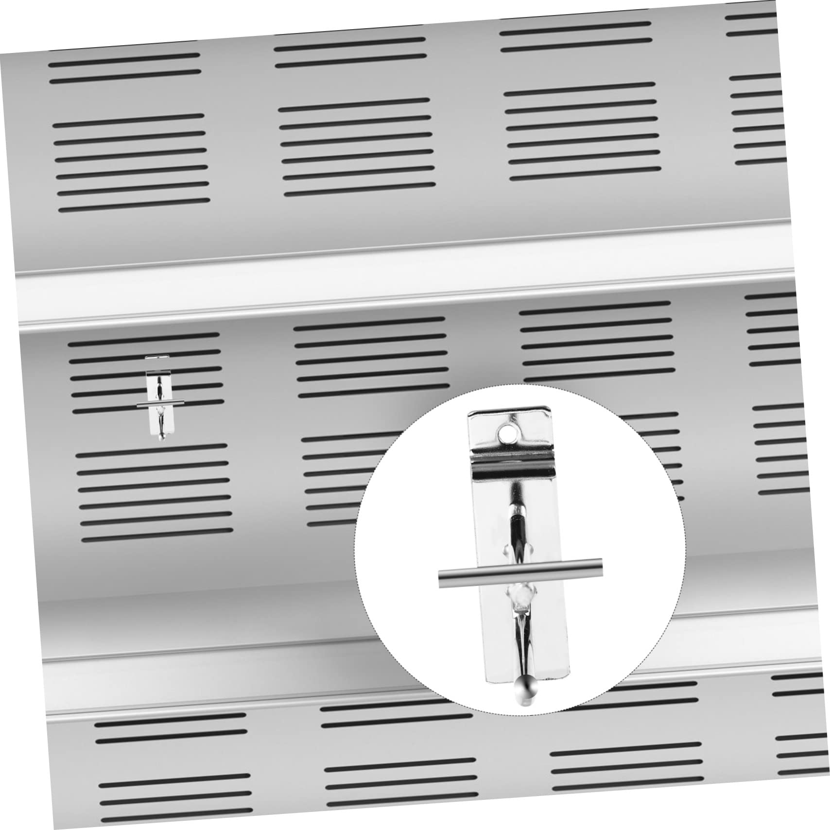 Ganci per Pannello Forato in Ferro Argento 10 Pezzi | Compatibili Vari Tipi di Slatwall e Superfici Lisce, per Negozi e Garage, Adatti a Utensili e Articoli per Pulizia