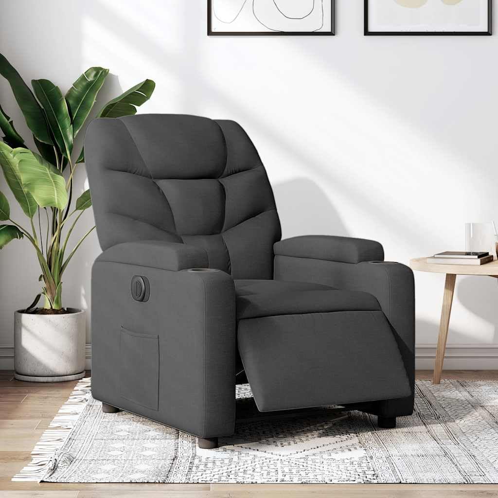 vidaXL Sillón reclinable eléctrico de Tela Gris Oscuro