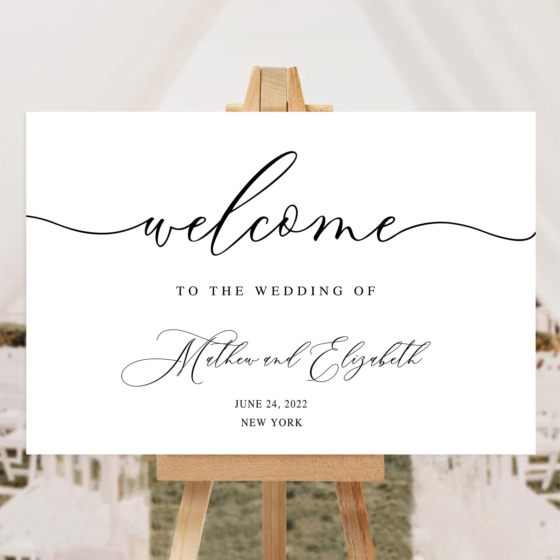 VIRAGIL Personalized Wedding Welcome Sign, 12x18 inch, Metal & Plastic, Rectangular, Wedding Decorative Signage