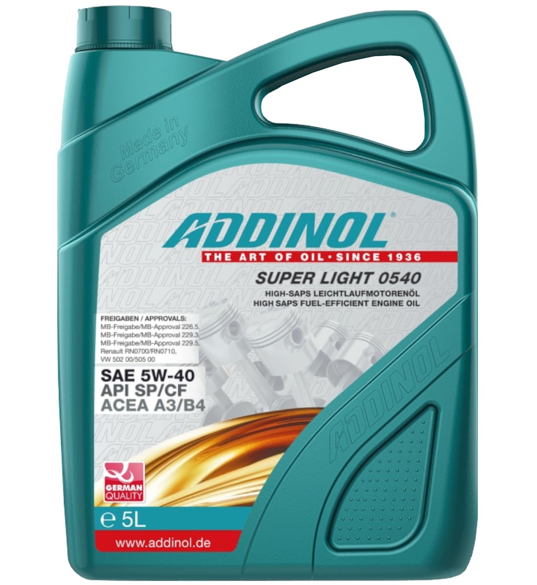 ADDINOL Motoröl 5W40 Super Light 0540 5 Liter + WECTOL STIFT