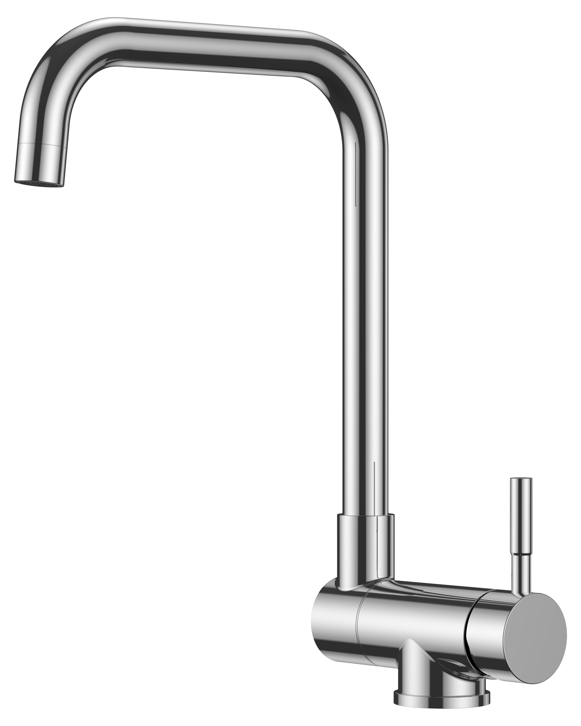 FORIOUS Rubinetto Lavello Cucina Cromo, Miscelatore Cucina con Funzione Girevole a 360° e Pieghevole, Design A forma di L Acciaio Inox, Maniglia Singola per Acqua Calda e Fredda Rubinetto Miscelatore