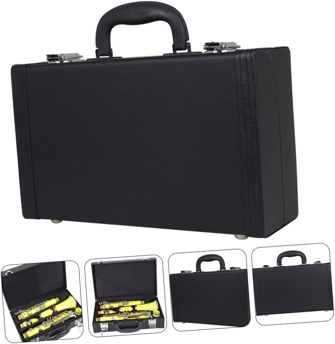 SAFIGLE Scratch-resistant Leather Clarinet Case with Padded Absorption Lining Sturdy Box for Clarinet Protection Portable Carrying Storage for Musicians and Instrument Safety