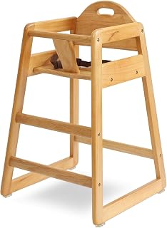 LA Baby Wooden Stackable High Chair for Babies Toddlers - Commercial Grade Solid Wood Restaurant Style Natural Finish