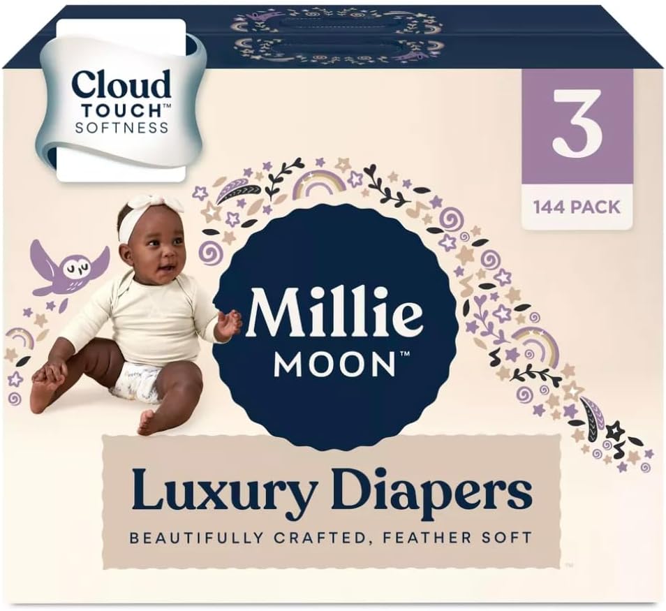 Milli- Moon Diaper Size 3-144 Count Ultra Soft, Hight Absorbency, Leak Protection, 16-28 lbs
