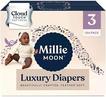 Milli- Moon Diaper Size 3-144 Count Ultra Soft, Hight Absorbency, Leak Protection, 16-28 lbs