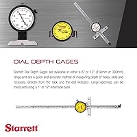 Vista 4 de Starrett Medidor de profundidad de esfera para rangos más largos con tres puntos de contacto de extremo redondeado y caja, cara blanca, rango de 0-3