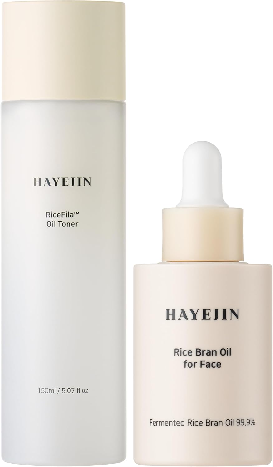 HAYEJIN RiceFila™ Oil Toner for face (5.07 fl oz) + Rice Bran Serum (1.01 fl oz) - RiceFila Radiance Set – Toner & Face Oil Serum Bundle