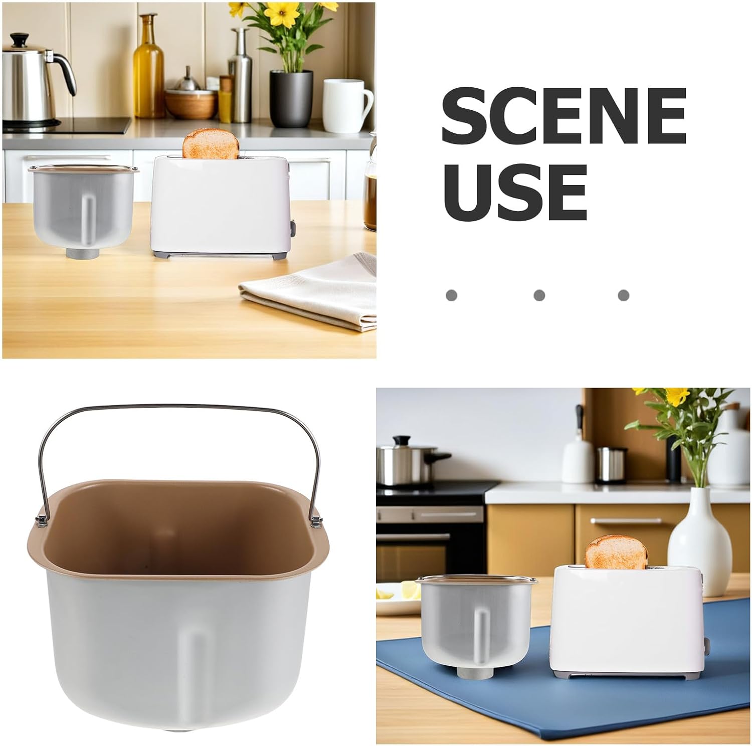 KICHOUSE Bread Machine Baking Pan Replacement - Bread Maker Inner Pot Bucket Non-Stick Coating - 7.86x6.68x5.7" Kitchen Appliance Spare Part Easy To Clean