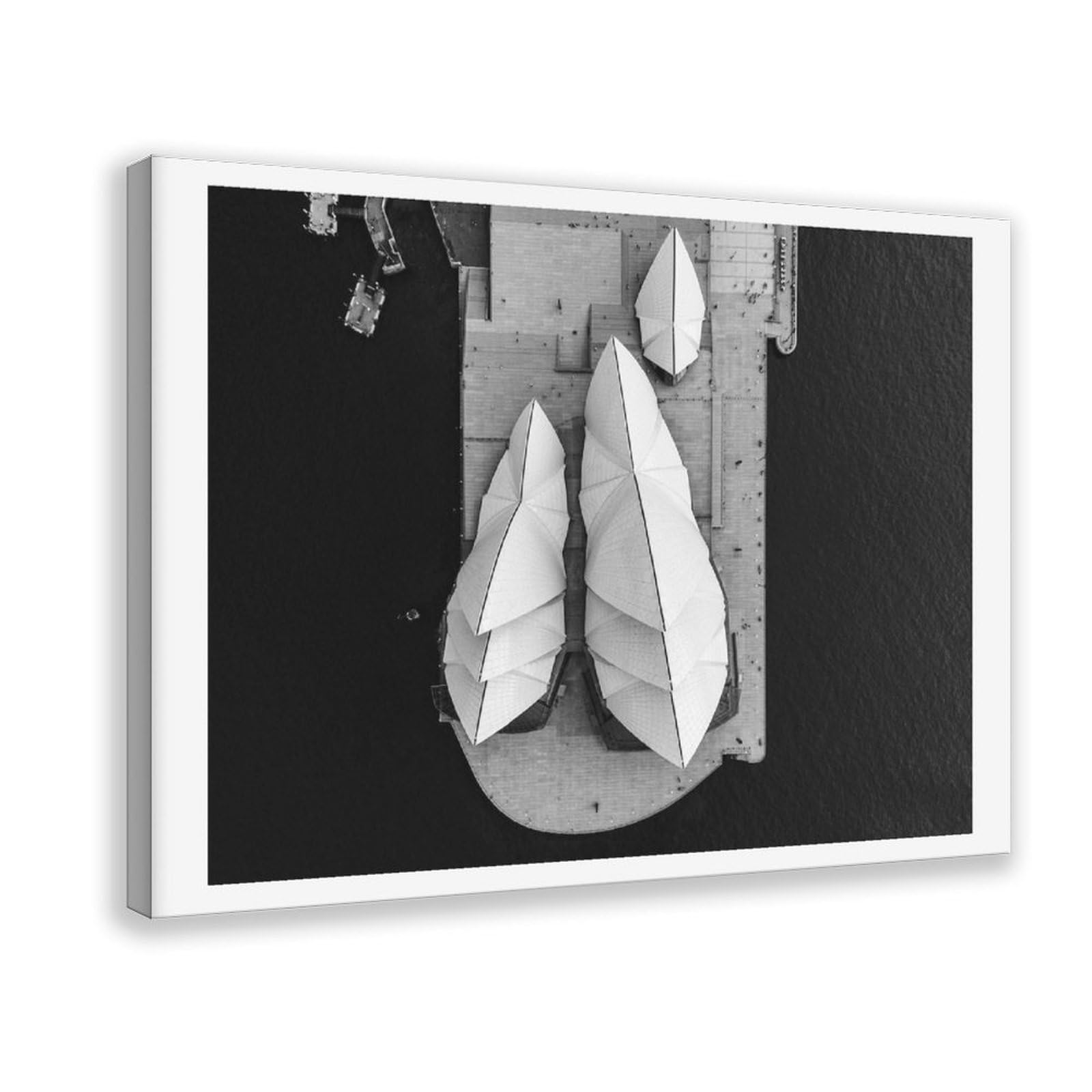HEYANM Sydney Opera House Print Black And White Aerial Canvas Poster Bedroom Office Room Decor Gift Frame 20x30inch