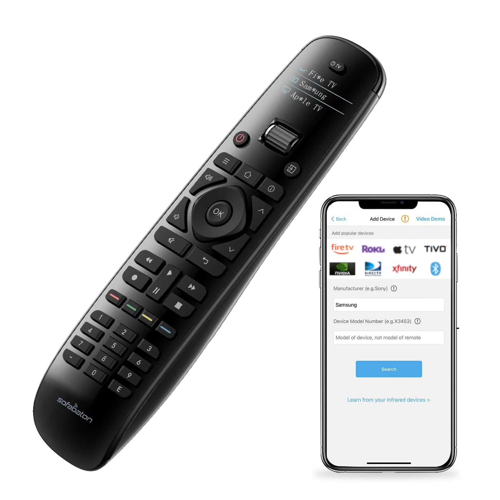 U2 Universal Remote with Backlit Button, All in One Universal Remote Control with App Control, Custom Macros, Compatible with Smart TVs,Sound Bar and DVD/Blu-ray Players, and More