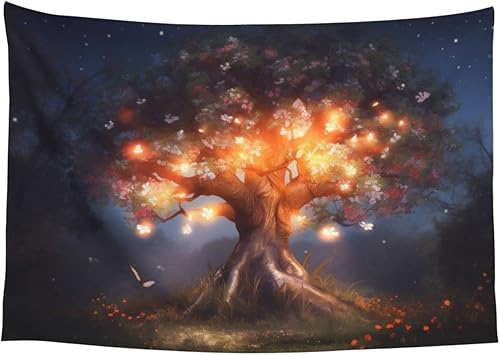 Miniatura 10 de Baxozud Un antiguo árbol de la vida que brilla, decoración del hogar, tapiz psicodélico tapiz para colgar en la pared