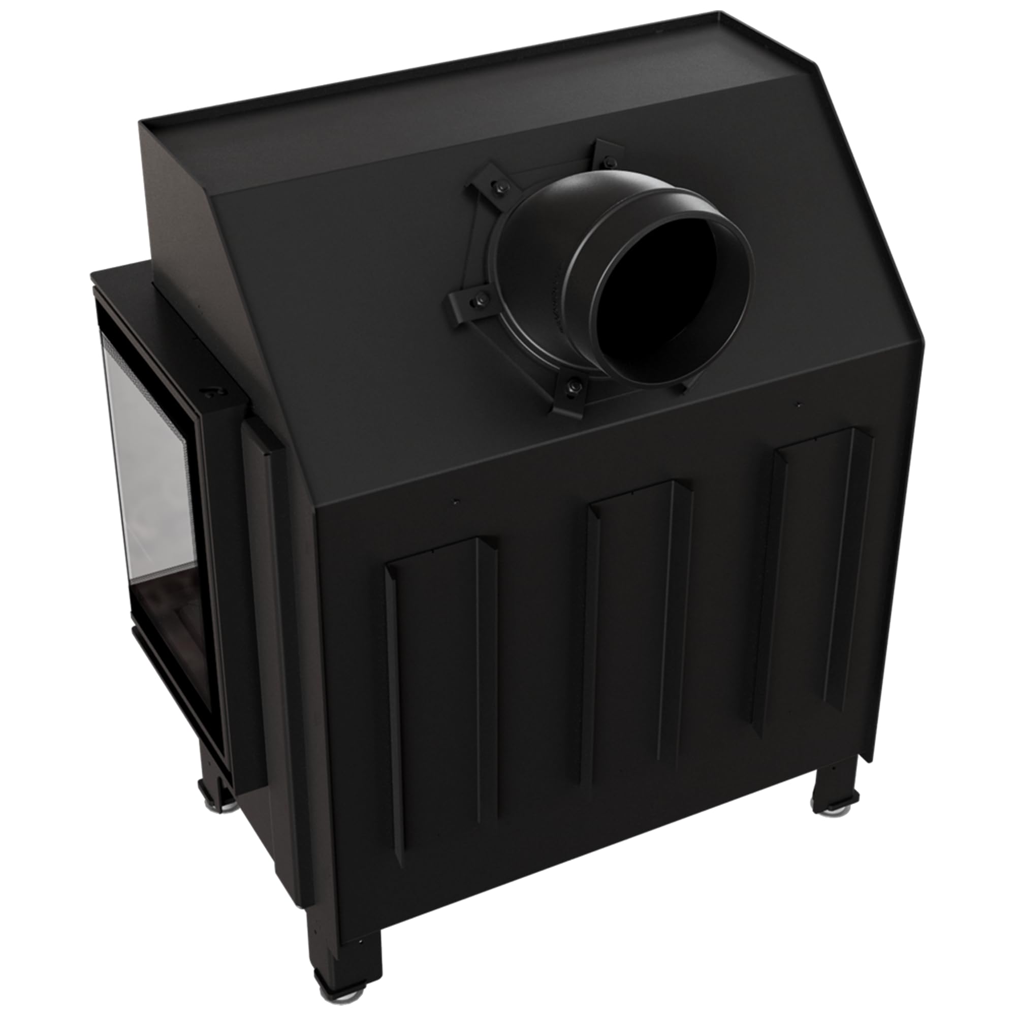 KRATKI Inserto per camino in acciaio a legna ZIBI 9,9 kW Ø180 destro A+ ECO | Acciaio nero, efficienza 86%, classe A+. Ecodesign, BImSchV 2, Flamme Verte 7; per recupero calore.; combustione efficiente