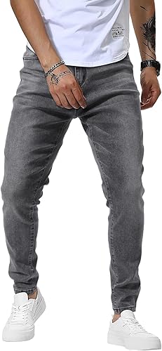 Woenzaia Jeans para Hombre Slim Fit Skinny Denim Elásticos Cónicos