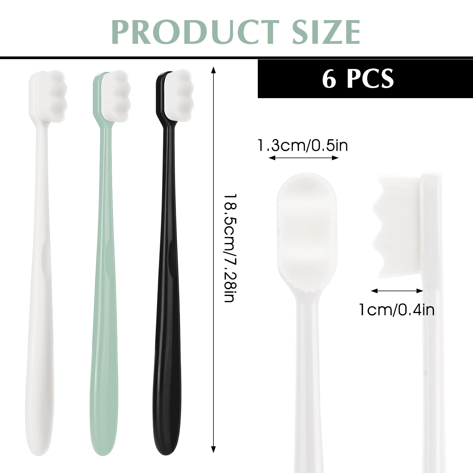 WLLHYF 6 PCS Extra Soft Toothbrush Micro Nano Toothbrushes with 20000 Bristles Sterile Fiber Adult Toothbrush Painless Brushing for Sensitive Teeth Oral Recession Adult Kid Children