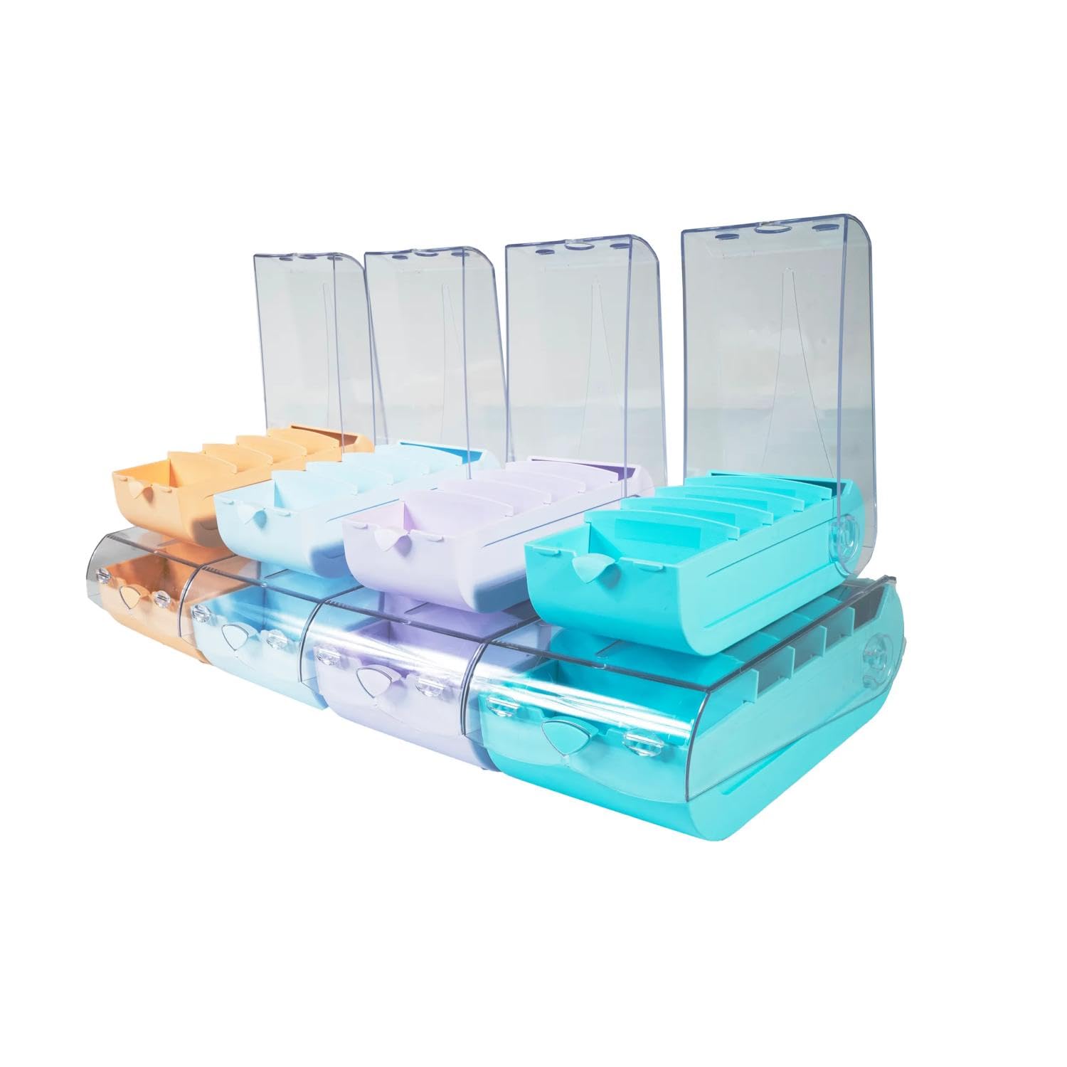 Exacompta - Kartonbox mit 100 Blanko-Karten A8 und 4 Trennblättern - Kapazität bis zu 650 Karten im A8-Format - Pastellfarben sortiert - Originelle BunnyBox-Form mit Schiebedeckel