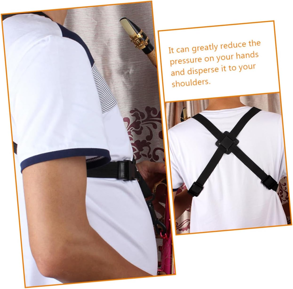 YARNOW Adjustable Saxophone Neck Strap Comfortable Sax Harness Flexible Shoulder Strap for Alto and Tenor