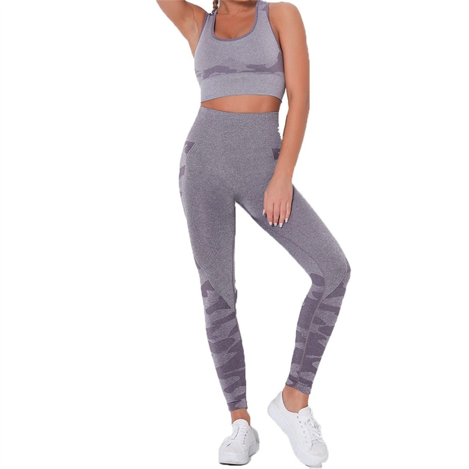 Damskie dresy treningowe do jogi, strój dla kobiet, zestaw 2 sztuki, nakładka do jogi Scrunch tłok, gimnastyka, legginsy bez ramion, sportowy biustonosz z rękawami crop Top Yoga Fitness dres treningowy 2 sztuki