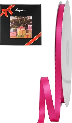 Miniatura 68 de LIUYAXI Cinta de satén roja de doble cara, 1/4 pulgadas x 50 yardas continuas, cintas finas perfectas para envolver regalos, tarjetas de invitación