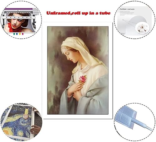 Miniatura 2 de HHOOO Póster artístico de la Virgen María católica con la bendición católica y arte de pared, póster moderno para decoración de dormitorio familiar,
