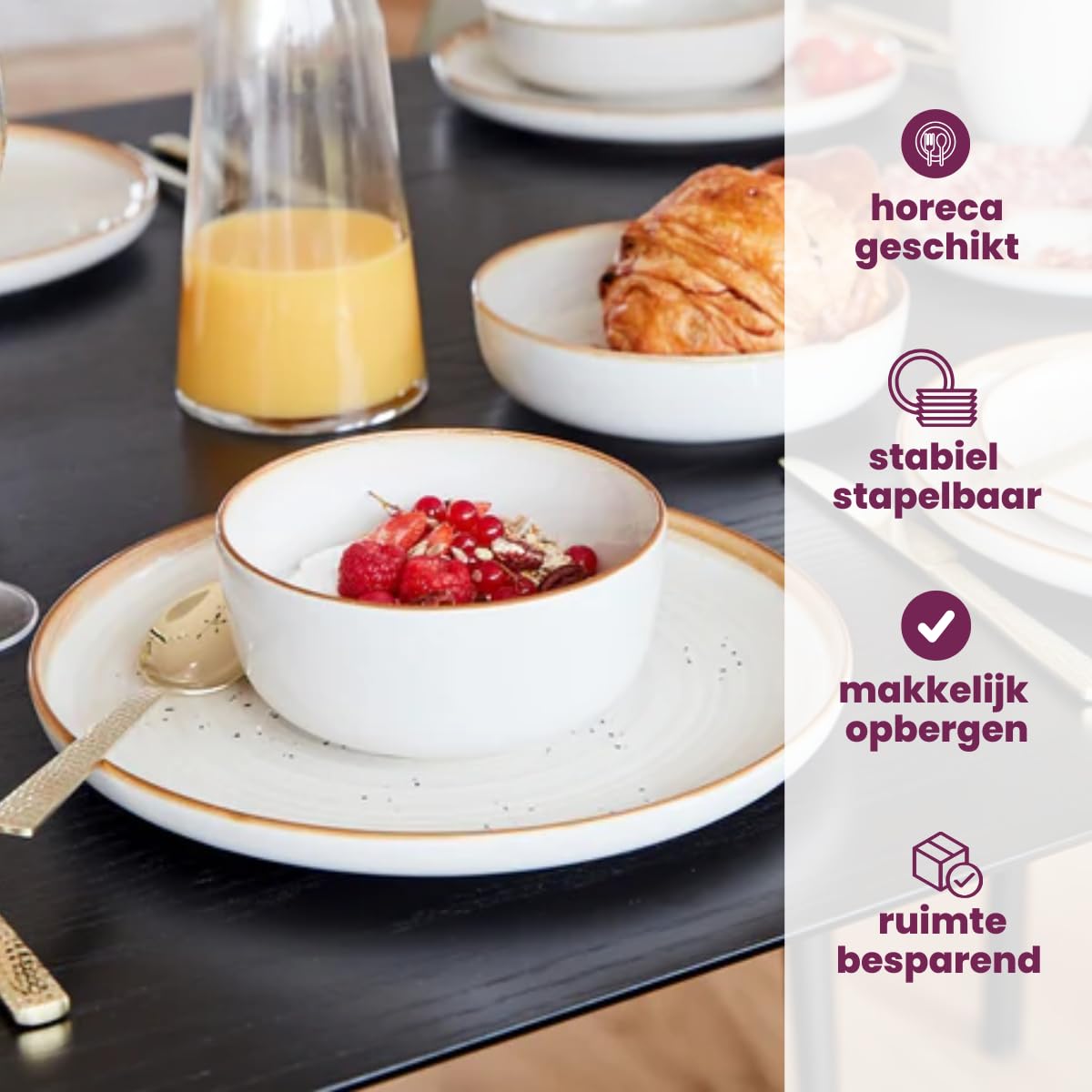 Cosy & Trendy Plato de postre BALTIC Vanilla-Gès-D20 Cm-Lote de 6