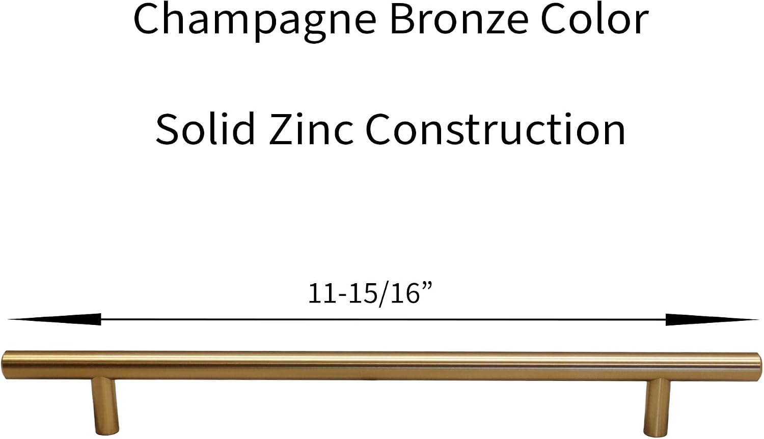 Cylindrical Bar Drawer Pull, Champagne Bronze, Solid Zinc Construction, 11-15/16 Inch, 1/2 Inch Diameter, Kitchen Cabinet Handles, 4 Pack