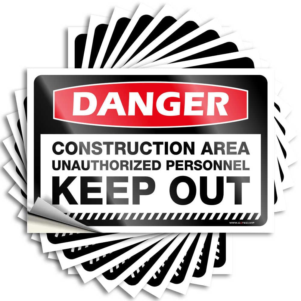 Fall Door Decor, Decals Funny Bottle Quote Stickers, Mini No Residue Decals for Luggage | Motorcross Party Favor Custom Danger Construction Area Unauthorized Personnel Keep Out(12X18CM)