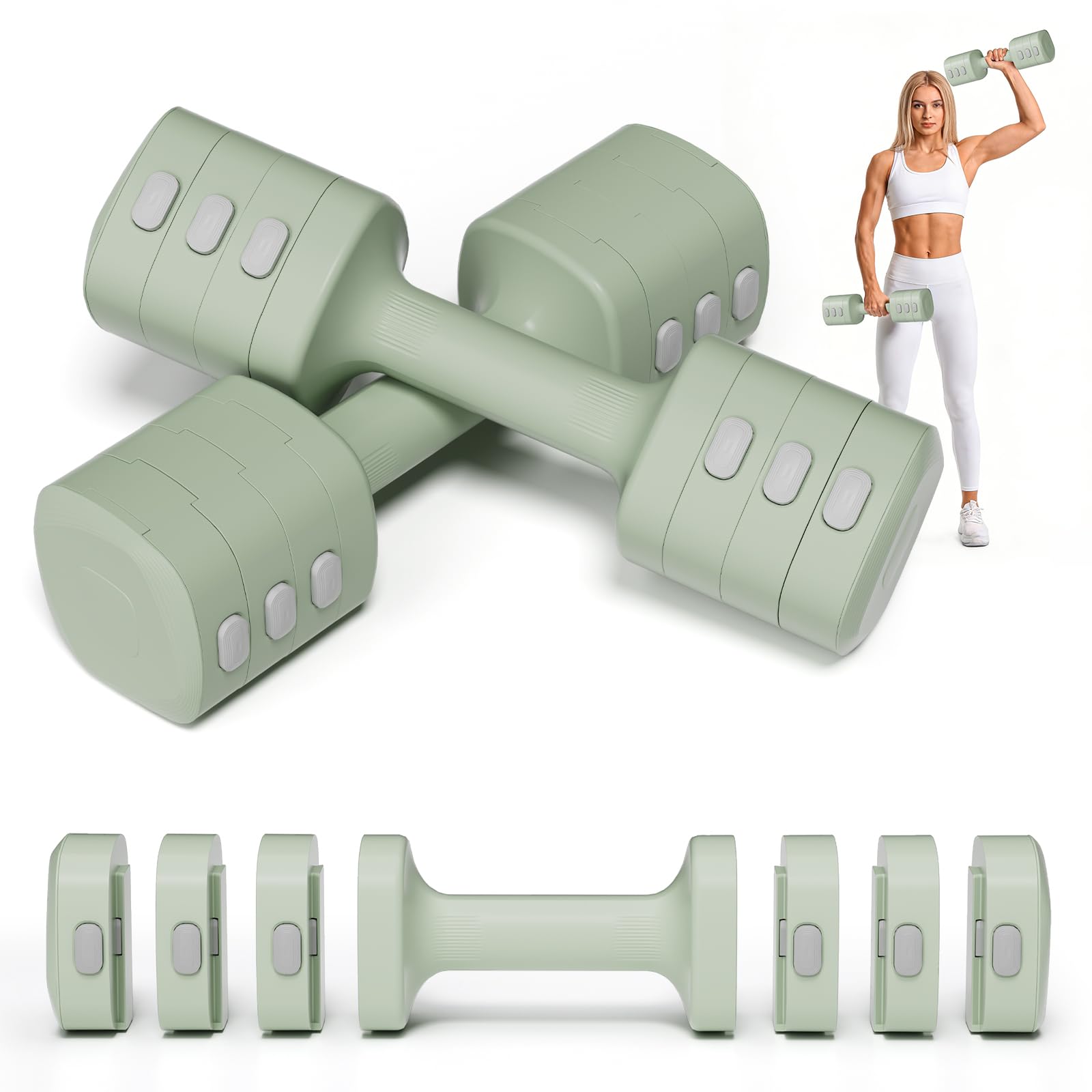 Pink Dumbbell Set for Women - Adjustable Kettlebell Weights Set 4-in-1 Hand Weights 2 2-12 1lbs Free Weights