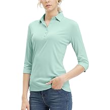 MOHEEN Womens Polo Shirt UPF 50+ Quick Dry Moisture Wicking 3/4 Sleeve Golf Sun Shirts Athletic Casual Work S-2XL