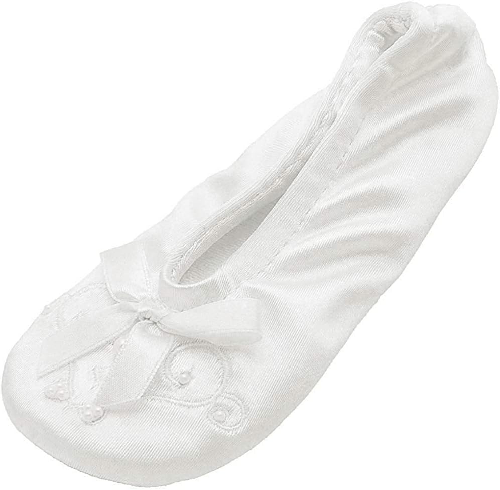 isotonerGirl's Satin Ballerina with Embroidered Pearl