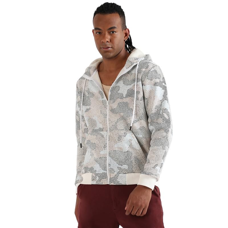 Image of CAHOOT Men's Dark Blue Zip-Front Hoodie with Contrast Drawstring for Casual Wear | Long Sleeve | Hooded Neck | Zipper Closure | Cotton Sweatshirt Crafted with Comfort Fit for Everyday Wear