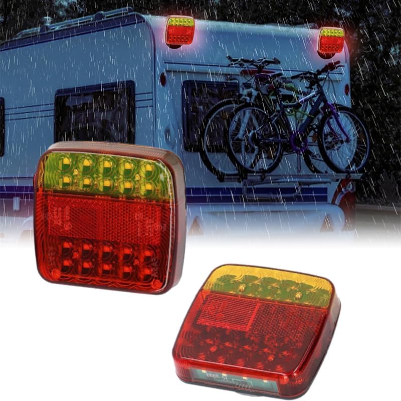 RAINPOT 2025 Upgraded Wireless Trailer Lights Kit, Magnetic Trailer Lights for Towing, USB Adjustable Rechargeable, Portable LED Light for Trucks, Boat, RV, Vehicle (Square Frame)