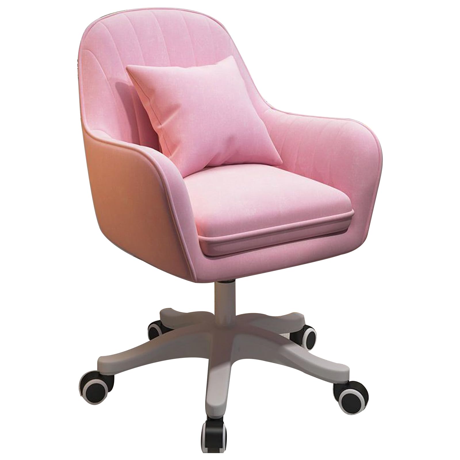 Chaise de bureau chic en velours rose avec assise moelleuse ergonomique