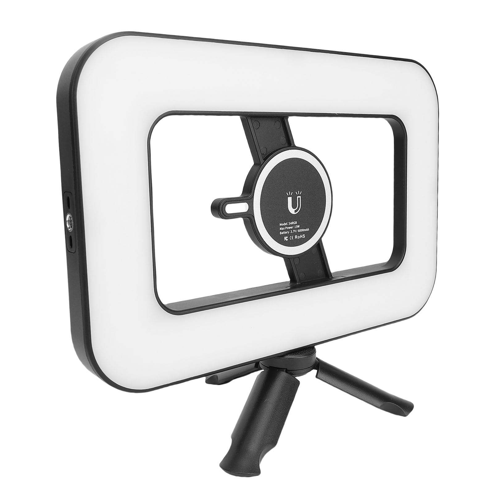 Bewinner Equipo de Video para Teléfono Inteligente con Luz, 2500-6500K RGB 0-359° Estabilizador de Teléfono en Color, Anillo de Luz LED Portátil para Grabación de Video con Batería de 6000 MAh y