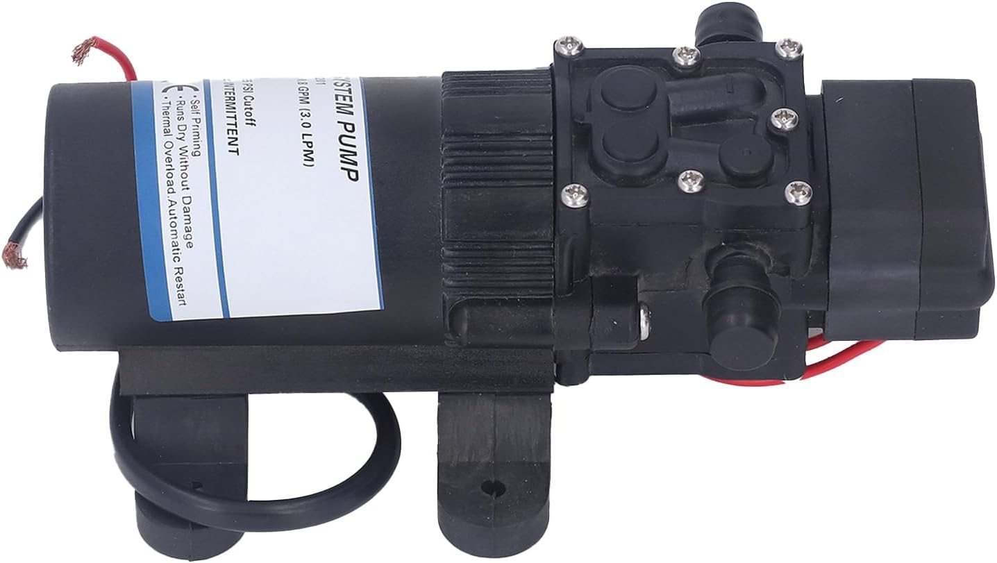 DC 12V Self Priming Water Pump 0.8 GPM 55 PSI 1.8A Booster Pump with Copper Motor and Built in Pressure Switch for RV Yacht Boat and Garden Irrigation Systems