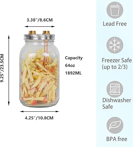 Miniatura 2 de Kit de barril Thumper de 64 onzas, tarro Mason de boca ancha de medio galón para mejorar Shine Still Alcohol Distiller Whisky Brandy Distillery Home