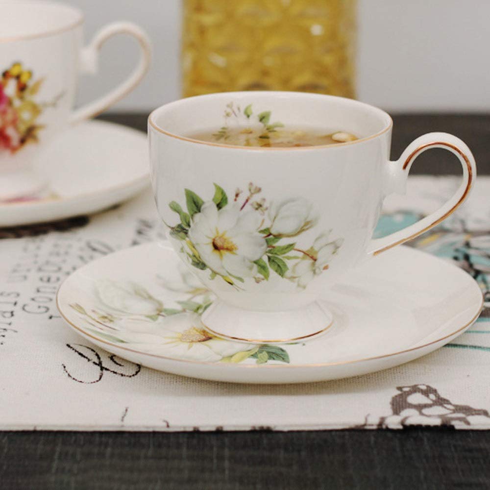 Porcelanowe kubki do kawy i spodek wielokrotnego użytku, śmieszne 6,76 uncji/200 ml popołudniowe kubki na mleko filiżanki do espresso cieplejsze kubki