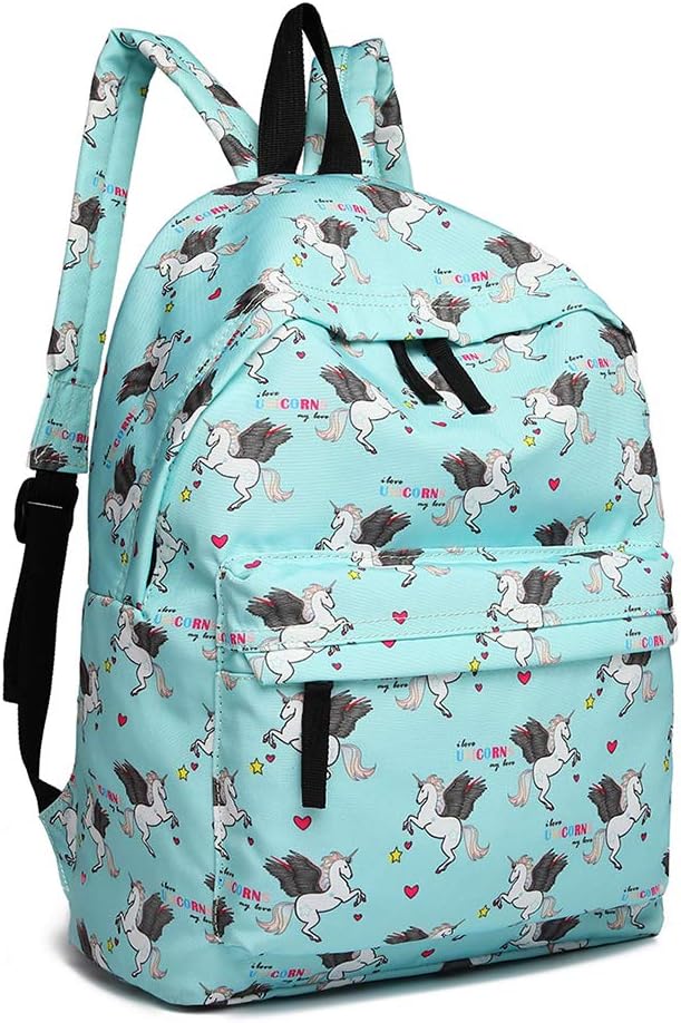 Children's Backpacks Unicorn School Bag Canvas Rucksack for Girls and Boys Fashion Printed Bookbag for Students Teenagers Casual Daypack (Blue)