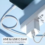2Pack USB to USB C Fast Charging Cord for iPhone16/15,Type A to Type C 6ft Nylon Braided Carplay Cable for iPhone16/15 Pro/MacBook/iPad Air/Mini/Pro/Samsung