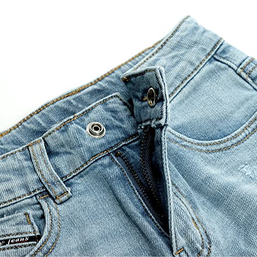 KIDSCOOL SPACE Boys Slim Fit Mid-Thigh Denim Shorts, Ripped Soft Elastic Band Inside Half Jean Pants4