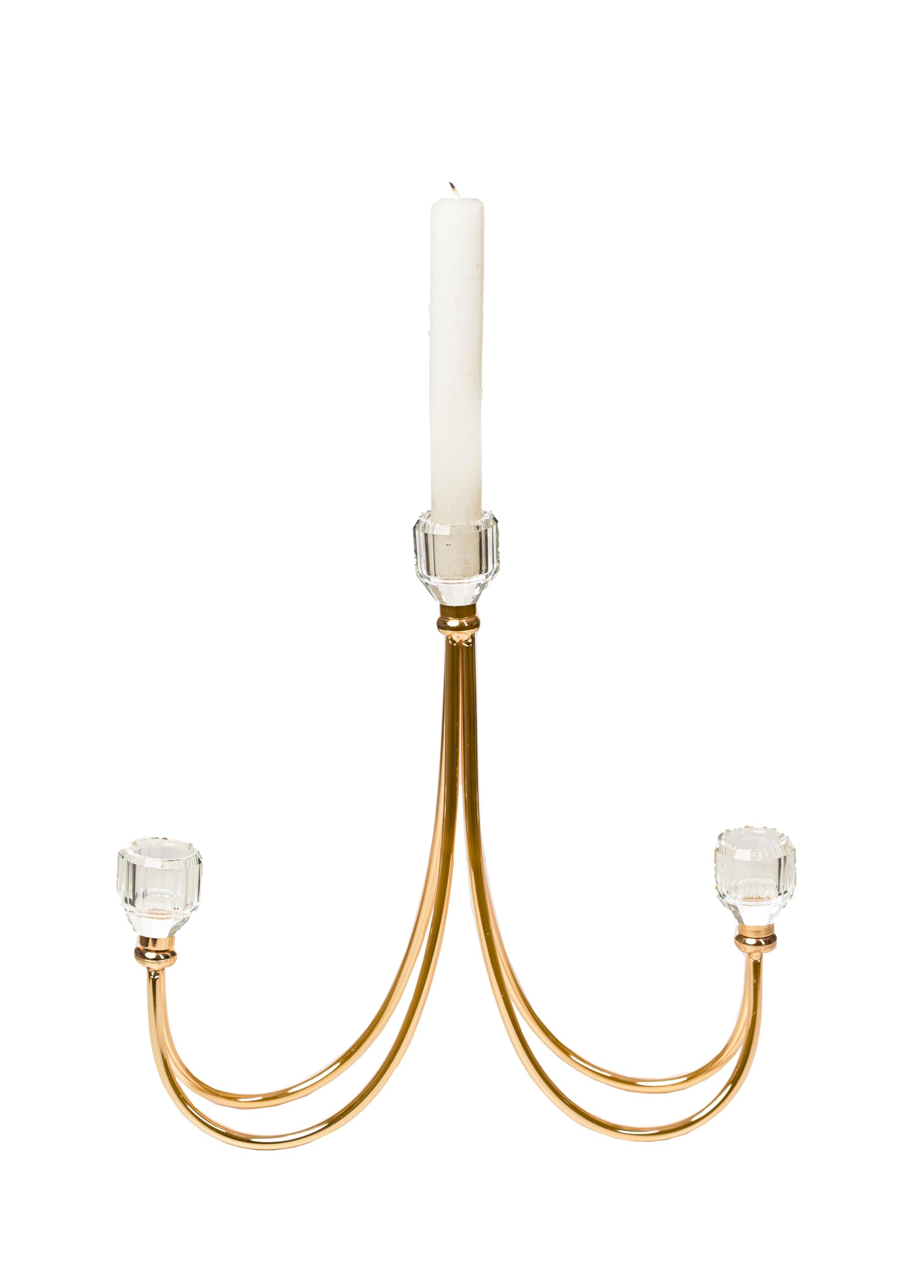 Candelabre 3 bougies metal dore verre cadeau ideal