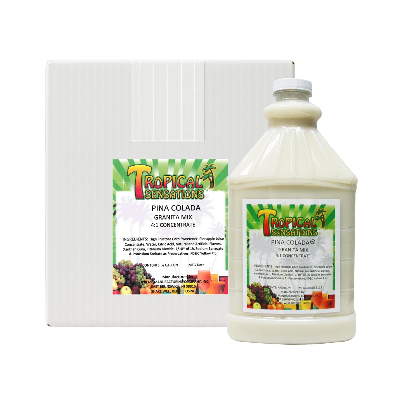 Tropical Sensations Piña Colada Granita Slushie Mix – 6 Bottles, 64 oz Each – Non-Alcoholic Frozen Drink Mix for Slush Machines – Bulk Case