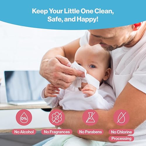 Miniatura 3 de BabbleRoo Toallitas secas para bebé  Toallitas de algodón 100% a base de plantas, hipoalergénicas, sin fragancia, sin químicos, suaves para pieles