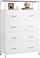 Vista 16 de WLIVE - Cómoda de tela para dormitorio, cómoda alta con 8 cajones, torre de almacenamiento con contenedores de tela, cómodas dobles, cómoda