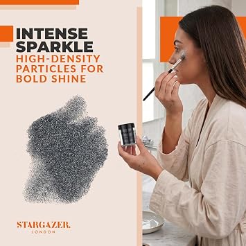 Stargazer Cosmetic Body Glitter Shaker Onix Black | Face Body Eyes Hair & Nails Sparkle | Fine Festival Makeup | Cruelty-Free Cosmetic