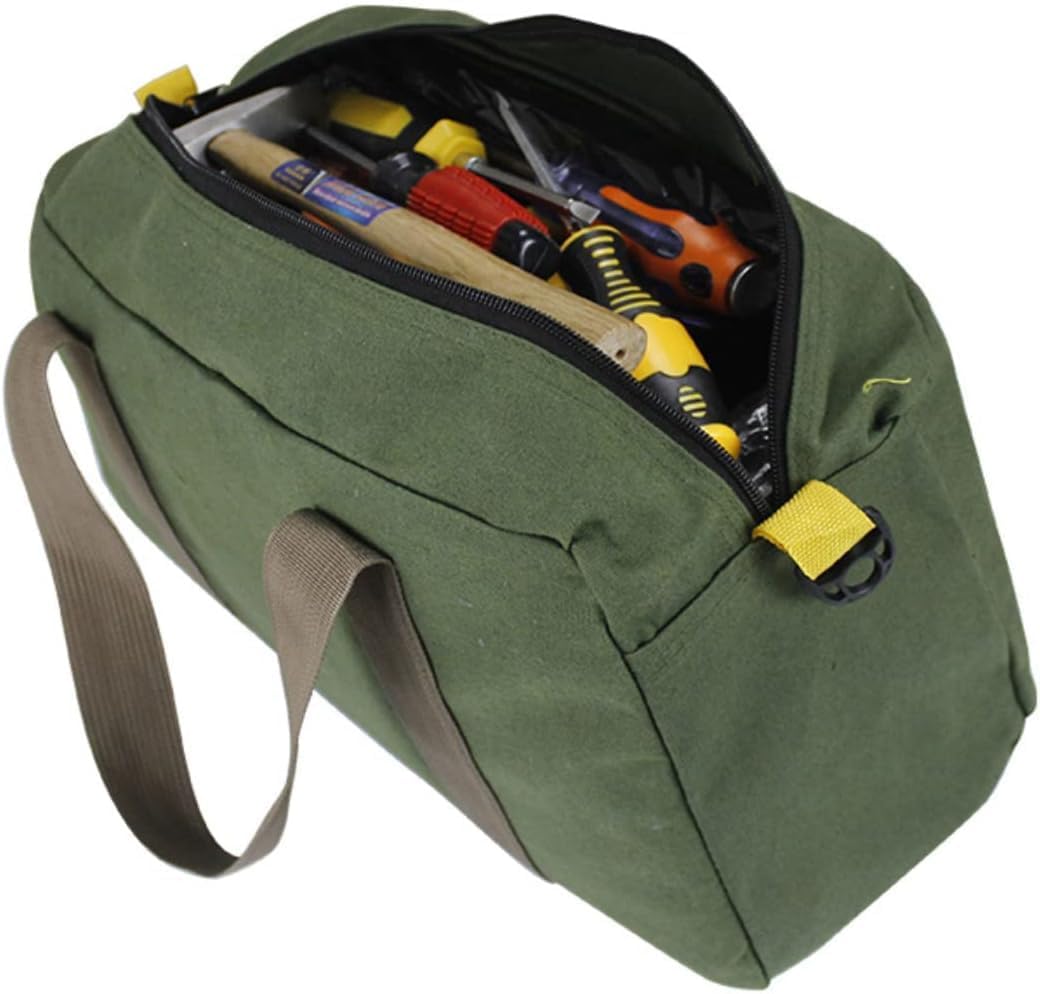 18 Inch Wide Mouth Tool Organizer Bag Canvas Portable Storage for Electrician Plumbing Gardening Multifunctional