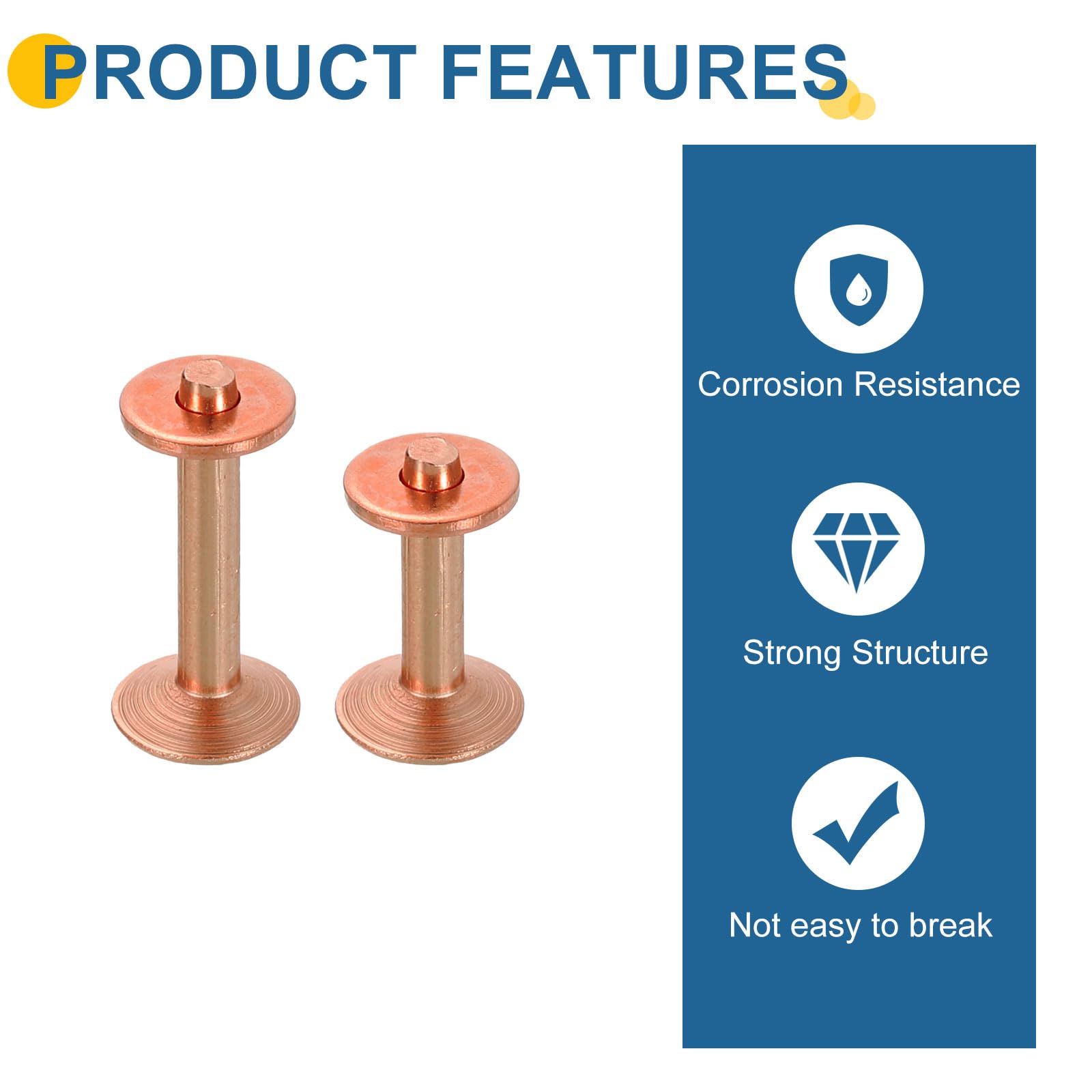 QUARKZMAN 20 Juegos De Remaches Y Arandelas De Cobre, 10x3.3x14mm Y 10x3.3x19mm Remaches De Cobre Sólidos Para Cuero Con Herramienta De Perforación Para Suministros De Artesanía DIY, Cobrizo