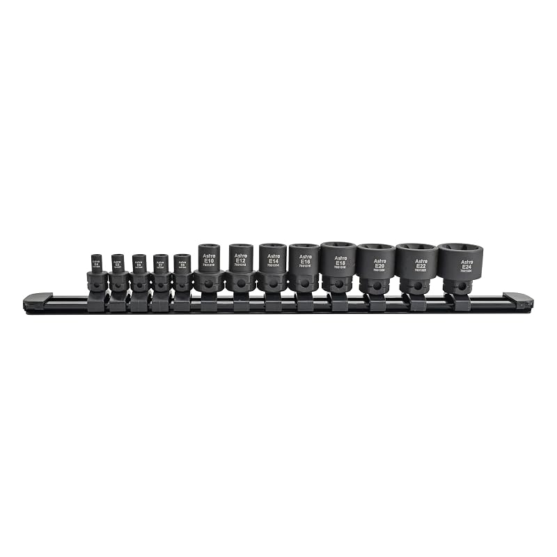 Jogo de Soquetes de Impacto External Torx E-Torx Nano Astro Tool 78313 com Encaixes de 6,35 mm e 9,5 mm, 13 peças